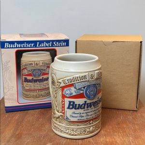 Vintage Budweiser Label Stein Beer Mug